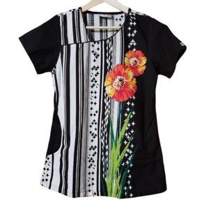 LUA Scrubs Floral print top shirt S